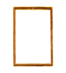 Empty wooden frame on white background