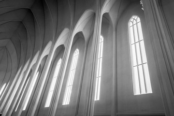 Tall windows in a church