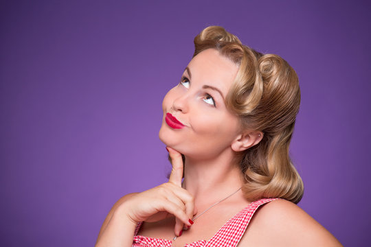 Pin-up girl demonstrating emotions