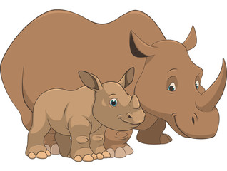 .Adult rhino and baby