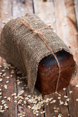Loaf of bread in sackcloth