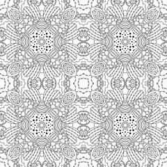 Black and white seamless pattern psychedelic.