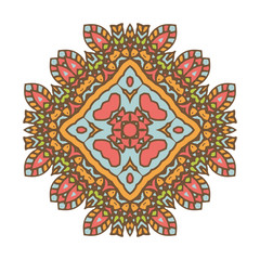 Abstract design element. Round mandala in vector. Graphic template for your design. Decorative retro ornament.