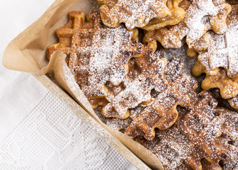 Pile of sweet potato waffles