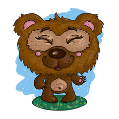 funny animals.  hand drown cartoon bear - 109047696