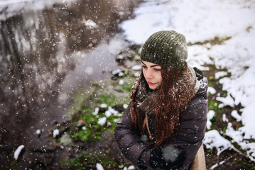 girl in snowfall