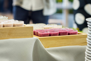 Small Glasses of Yogurt, Buffet Brunch Food Eating Festive Cafe Dining Concept