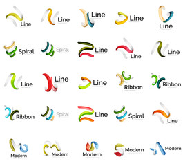 Set of abstract ribbon logo icons