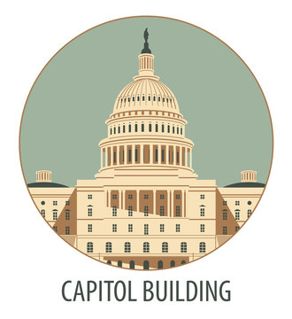 Vector illustration Capitol Building in Washington, DC