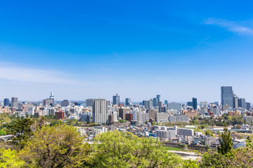仙台城跡から眺める仙台の町並み