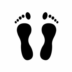 Two black man footprints isolated on white background. Trail foot vector illustration
