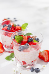 Yogurt with granola or muesli and berries