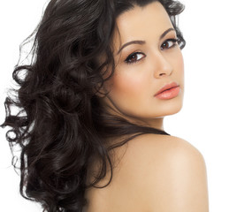 Beautiful Girl With Dark Curly Hair