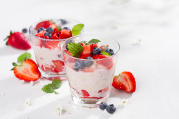 Yogurt with granola or muesli and berries