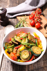 ratatouille,fried vegetables and herbs