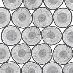 Vector Trunk and rings of Tree. Black Illustration and Background