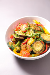 ratatouille,fried vegetables and herbs