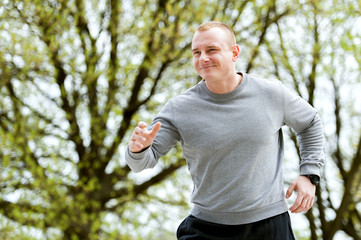 Fototapeta premium Young man training run outdoor.