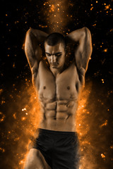 Sexy Athletic Man showing six pack abs