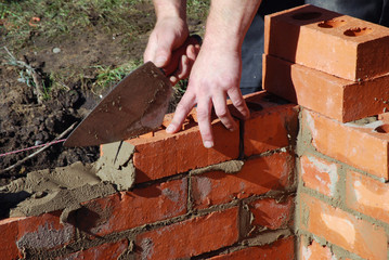 Bricklayer at work