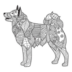 Dog adult antistress or children coloring page.