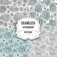 Collection of seamless vector sea background