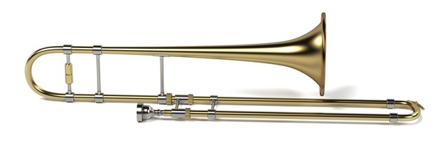 Obraz premium 3d rendering of trombone musical instrument