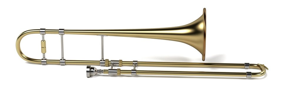 3d rendering of trombone musical instrument