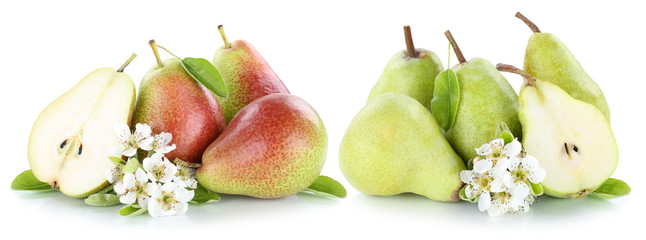 Sammlung Birnen Birne geschnitten Früchte Obst Freisteller frei