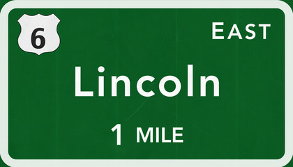 Lincoln USA Interstate Highway Sign