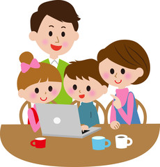パソコンを使う家族