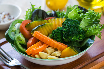 Broccoli with pumpkin,baby corn and carrot salad