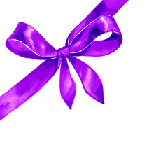 Watercolor satin violet bow 