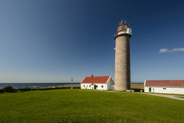 Fototapeta na wymiar Lighthouse Lista Fyr on peninsula Lista in southern Norway, Europe 