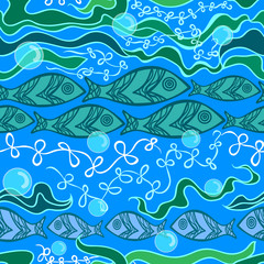 Marine vector seamless background