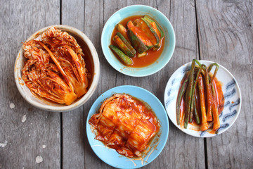 Mix of kimchi korean food