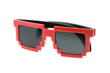 Fotobehang Pixel glasses isolated on white. without shadow © azure