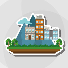 Naklejka premium Illustration of nature city, vector design, building and real estate related