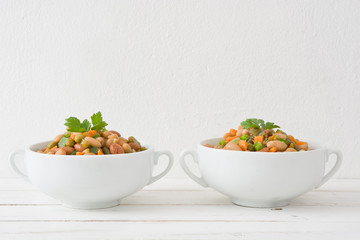 White beans with vegetables in a bowl