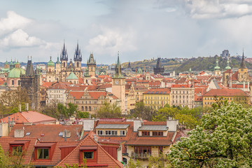Prague Old Town panorama with historical architecture. Concept o