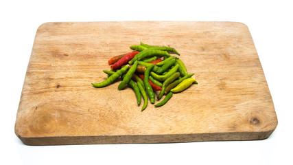 Chilly pepper on the wooden