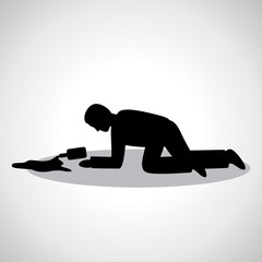 Drunk Man Icon - Isolated On Gray Background - Vector Illustration, Graphic Design. Drunkenness Concept