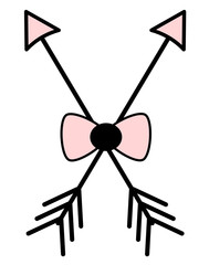 cute black white pink vector illustration with arrows and bow ribbon