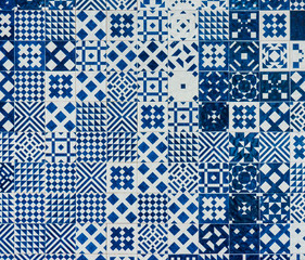 Blue azulejos on the building's exterior