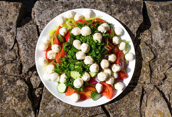 Delicious summer salad in caprese style.