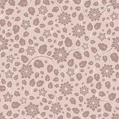 Seamless vector floral pattern with colorful fantasy plants and