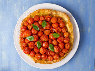 rustic cherry tomato tarte tatin