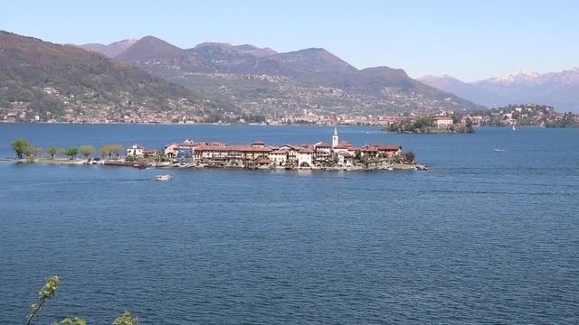 Holiday on Lake Maggiore view to Isola Madre and Isola Pescatori, Italy
