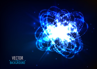 Abstract bright shining sphere. Vector light background. 