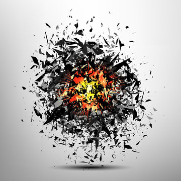 Vector explosion. Particles comosition. Abstract blast background.